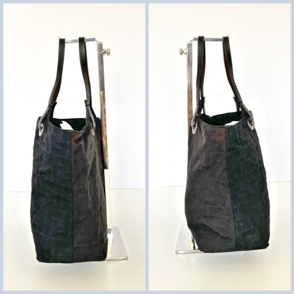 FENDI Mini Tote Bag Black on Black Zucca Canvas - Picture 13 of 16